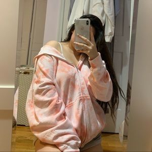 Handmade zip up hoodie in ‘peachy’